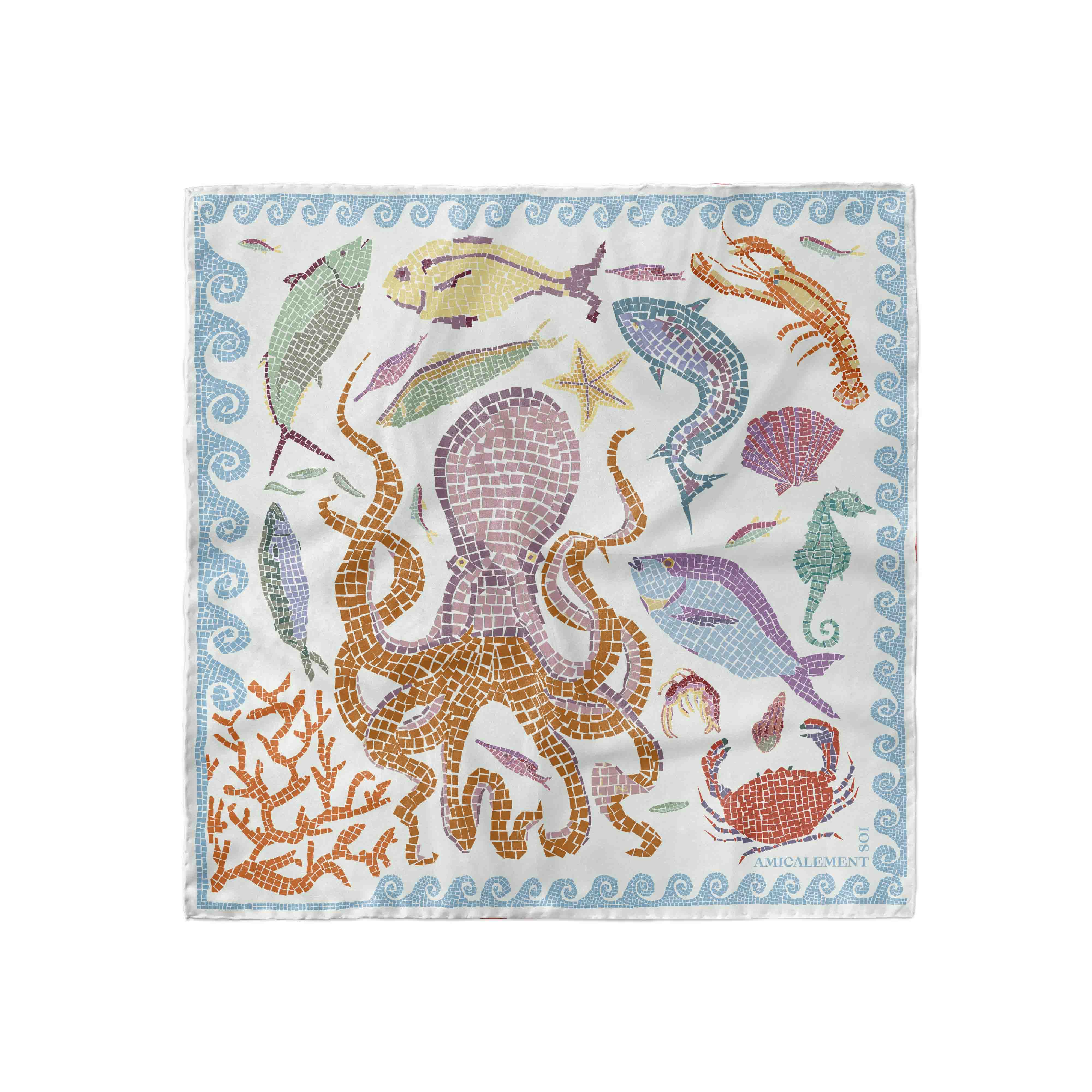 ANTIQUE SEA silk square - Pastel 