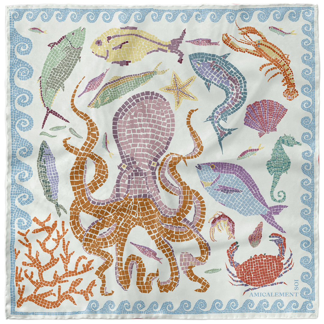 ANTIQUE SEA silk square - Pastel 