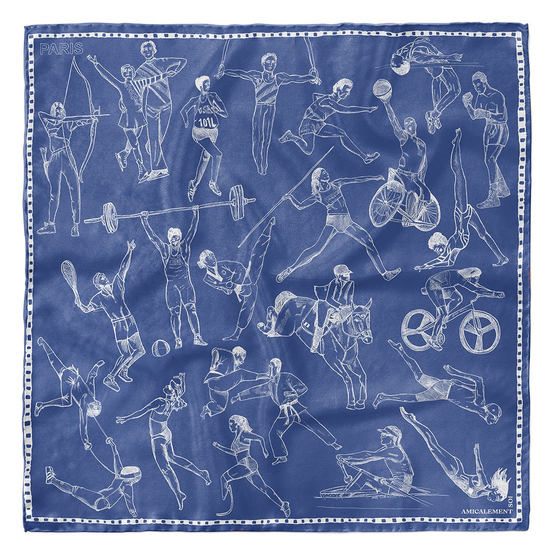 PARIS SPORTIF silk square - Bright blue 